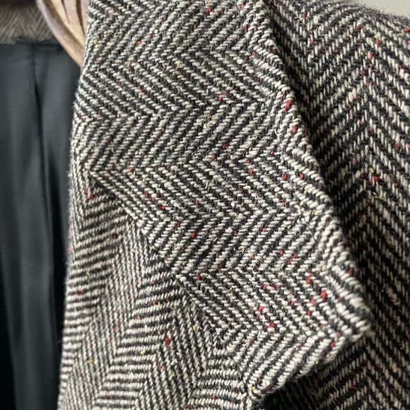 Vintage 70s Sears Men’s Shop Herringbone Tweed Sport Coat Union Made 46L - Picture 4 of 10